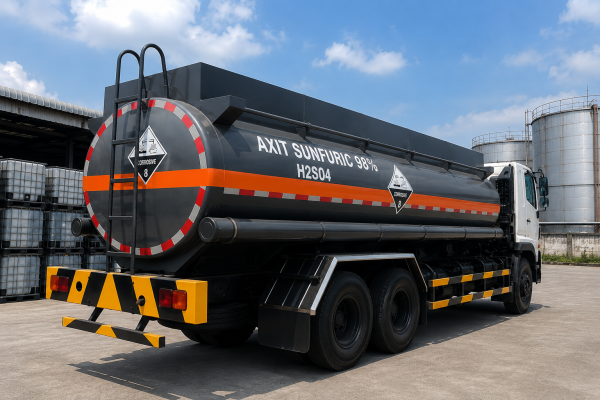 quy cách đóng gói axit sunfuric 98 H2SO4 can phuy xe bồn