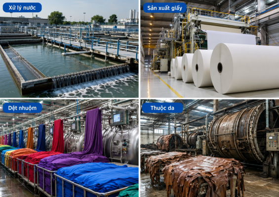 ứng dụng phèn đơn Al2SO43 17 trong xử lý nước giấy dệt nhuộm