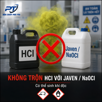 không trộn HCl với Javen NaOCl chất oxy hóa mạnh
