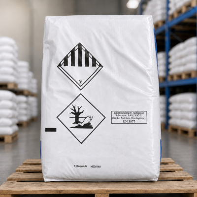 Nickel Sulphate Umicore có quy cách 20kg/bao.