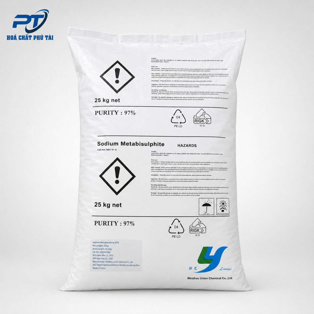 Sodium Metabisulfite SBS 99% - Na₂S₂O₅ Trung Quốc 25kg/bao
