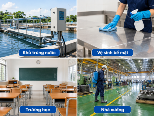 ứng dụng Cloramin B khử trùng diệt khuẩn